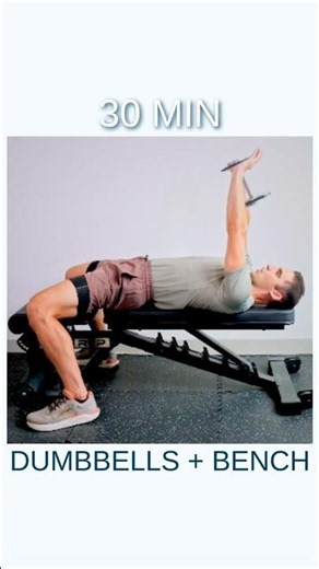 Beginner Full Body Strength Workout at Home (30 Min Dumbbells and Bench)