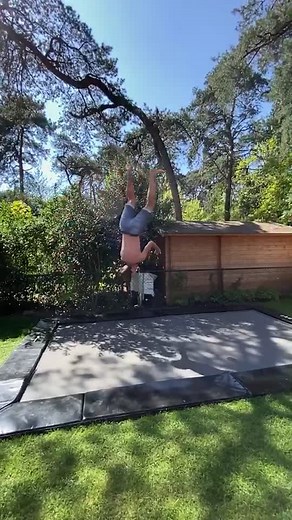 Exciting Trampoline Flips in a Summer Backyard
