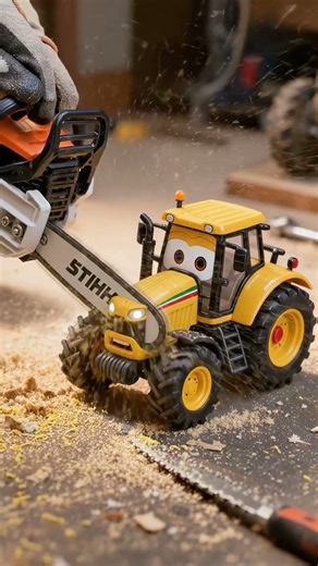 😱 WHAT IS HE DOING?! STIHL mini chainsaw vs. tractor!