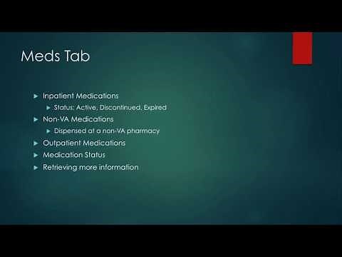 Intro to CPRS For Nursing Students 10: Medications Tab