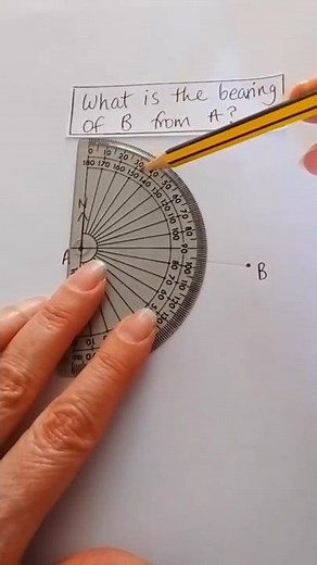 The bearing of B from A. Using a protractor to measure an angle to give a 3 digit bearing