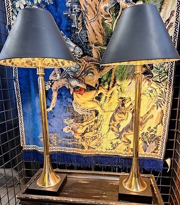 Vintage Tall Lamp Pair Brass Horn Equestrian Estate Chapman Style– 1980s | eBay