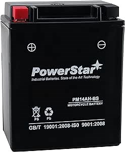 PowerStar YTX14AH-BS Snowmobile Battery Compatible with Polaris Trail Touring (Electric Start)