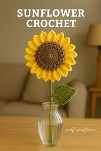 Crochet Sunflower Pattern PDF – Realistic Flower Tutorial – DIY Home Decor - Handmade Flower Tutorial - Etsy UK