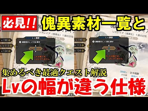 傀異討究クエストのレベル下限設定の仕様と骨や皮など素材一覧 集めるべきクエストを徹底解説 モンハンライズサンブレイクMHRise
