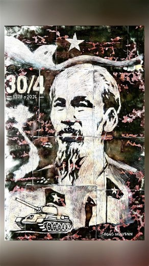 Vẽ BÁC HỒ kỉ niệm 51 năm giải phóng Miền nam thống nhất đất nước | Cường Vẽ Tranh