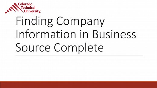 Finding Company Information in Business Source Complete