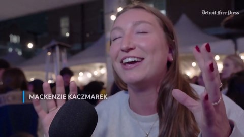Michigan basketball fans celebrate in Ann Arbor