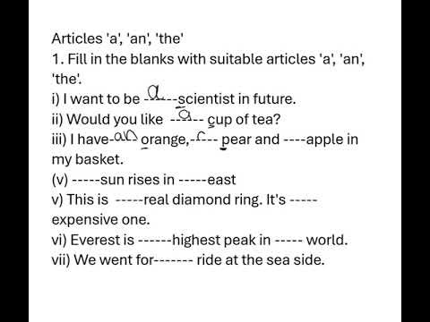 Articles worksheet for class 2 #worksheet