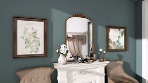 Traditional Baroque Arch Wall Mirror Antique Gold Mirror Wall Decor for Living Room Home 31.5" x 23.6''