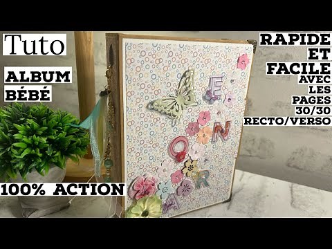 Scrapbooking tutorial: baby album, 100% action-based, easy and quick with very little waste.