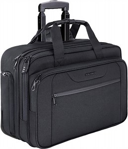 KROSER 17.3" Rolling Laptop Bag Briefcase Overnight Roller Case-Black