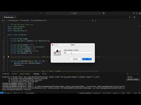 Tic Tac Toe | #Java Mini Project