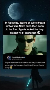 In The Matrix Reloaded (2003), Neo stops bullets midair with his hand.