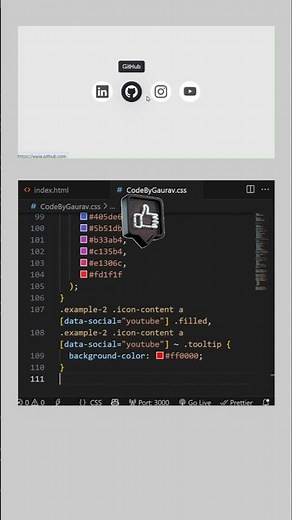 🚀Stylish Social Icons with Tooltip Animation