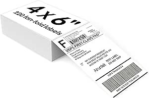 4x6 Thermal Labels, 220 Fanfold Labels, Perforated & Strong Adhesive, Compatible with Direct Thermal Printers for USPS UPS FedEx DHL Address Shipping Label