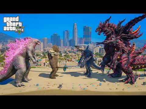GTA 5 GODZILLA MOD – GODZILLA X KONG vs SHIN GOMORA & MUTANT SHARK (EPIC FIGHT)
