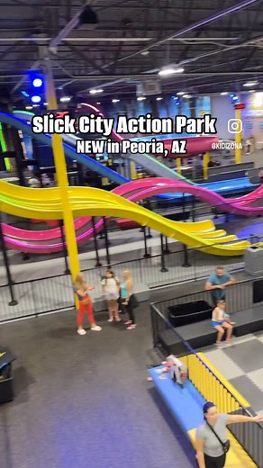 515K views · 6.8K reactions | Slick City Action Park, Peoria  Slick City Action Park is Now Open in Peoria! This indoor adventure park has slides, slides and more slides! Kids 5+ can book a 90 min action ticket for $24.99 or 120 for $30.99.勺4 and under get access to the junior jungle for $13.99. 7586 W. Thunderbird Rd., Suite A, Peoria, AZ 85381  music: mad.hvd | kidizona | Facebook