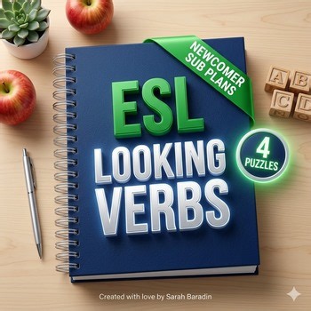 Looking & Seeing Verbs (Stare, Peek) Sub Plans: Newcomer ESL Crosswords