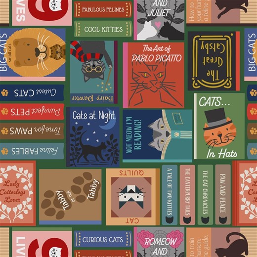 Cat Book Covers Fabric: Lewis & Irene Quilting Cotton - Etsy