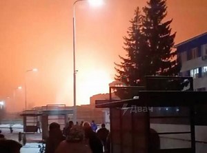 Huge blast & 170ft fire rips through Russian factory after 'Ukrainian attack'