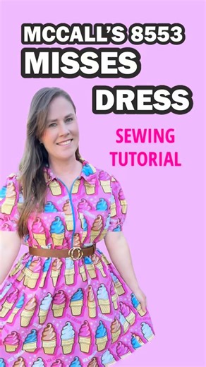Laura Wayne 💖 on Instagram: "I’m obsessed with this dress 😍 Check out my latest YouTube sewing tutorial for the McCall’s 8553 misses dress. I’ve used my Soft Serve Ice Cream upholstery fabric for this make. It works well with a belt for a more fitted look around the waist. Sewing Pattern: McCall’s 8553 Misses Dress @simplicitymccallsaustralia Fabric: Laura Wayne Design Soft Serve Upholstery Fabric . . . #fabric #sewing #aussiemum #mccalls #m8553"