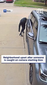 Residents of the Westfield Village neighborhood in Katy gave ABC13 video showing a man walking down the street with what appears to be a knife in his hand, slashing their tires. ABC13's ABC13-Mycah Hatfield shares the story tonight on Eyewitness News at 6p.m. https://abc13.com/watch/live/ | ABC13 Houston