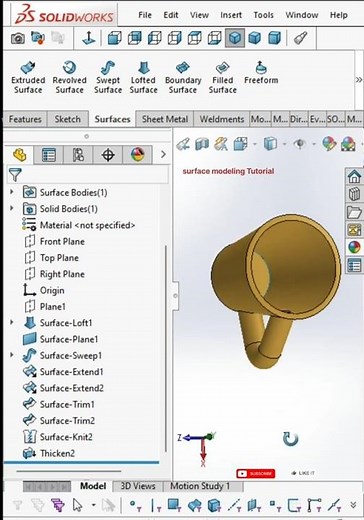 Surface Modeling Basics | SolidWorks Shortsolidworks tutorial for mechanical engineering