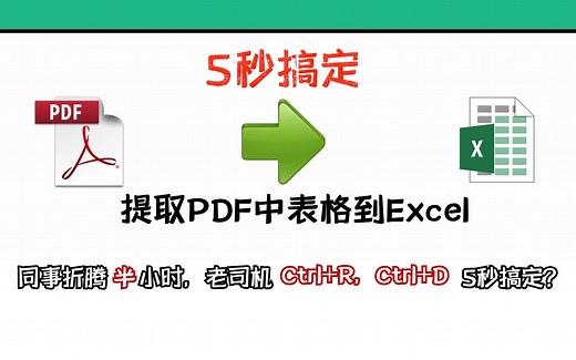 提取PDF文件表格到Excel？同事半小时，Ctrl R，Ctrl D，5秒搞定