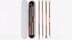 4 Pcs/Set Rose Gold Stainless Steel Blackhead Remover Pimple Comedone Double for Head Extractor Skin Care Tools