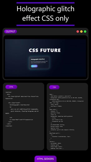 Holographic glitch effect - CSS only ✨ #htmlcss #webdesign