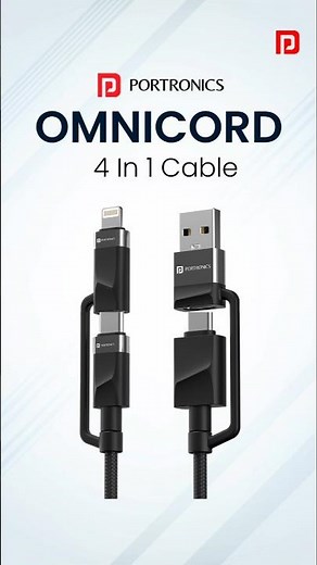 Omnicord 4-in-1 Nylon Braided Cable: 60W Fast Charging Multifunctional Cable With Type C/8 Pin/USB
