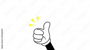 retro cartoon animation cheerful thumbs up green screen, thumbs up animation 4k video.