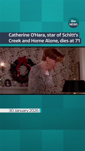 Award-winning actor Catherine O’Hara has died at the age of 71. The star is best known for her roles as Kevin’s beleaguered mom in Home Alone and the iconic Moira Rose in sitcom Schitt’s Creek. The Canadian-born actor and comedian died at her home in Los Angeles “following a brief illness,” according to a statement from her agency, CAA. #itvnews #news #catherineohara #homealonemovie