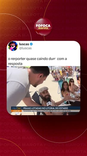 FOFOCA MAROTA ✨ on Instagram: "🚨Repórter da TV Globo pergunta a um homem se ele está curtindo a praia, e ele responde: “Uma maravilha, né? Sol, mar gostoso, Bolsonaro pres0, não tem nada melhor do que isso.” 😬 O que vocês acharam ? Siga @fofocamarota pra mais 📎 (Vídeo/Reprodução: Tv Globo)"