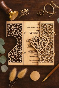 Wooden Wedding Invitations : Rustic Heart Design Personalized Wooden | Invitations Wedding | Invitation Engraved | Laser Engraved - Etsy UK