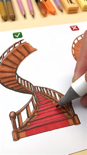 56K views · 438 reactions | #arttutorial #drawingtechnique #drawing #tutorial #coloring #artroom #howtodraw #beautiful #drawingtutorial #artwork #spiralstaircases #staircase #spiralstaircase | Art Room | Facebook