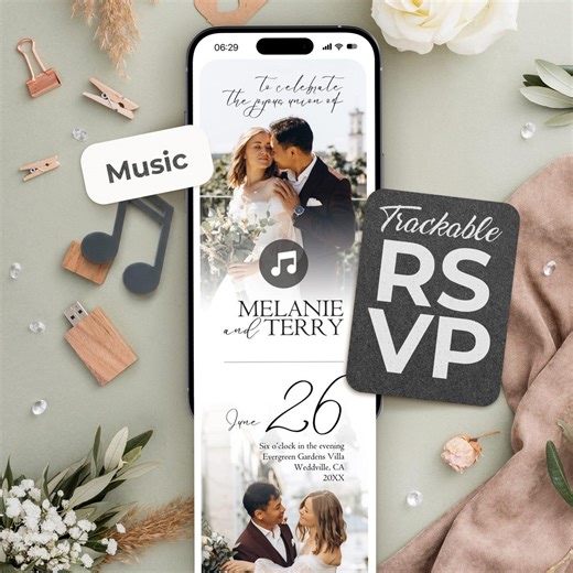 Digital Wedding Invitation Website With Music, Countdown, and Trackable RSVP (editable Canva Template) - Etsy