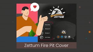 Zettum Fire Pit Cover Round 40 Inch - Outdoor Firepit Cover Heavy Duty & Waterproof, 600D Patio Fire Table Covers Gas Fire Pit Accessories Fade & Weather Resistant Brown - 40 x 40 x 20 Inch