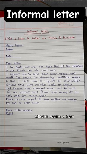 informal letter Writing #education #english #letter #writing #application #shorts #learning #grammar