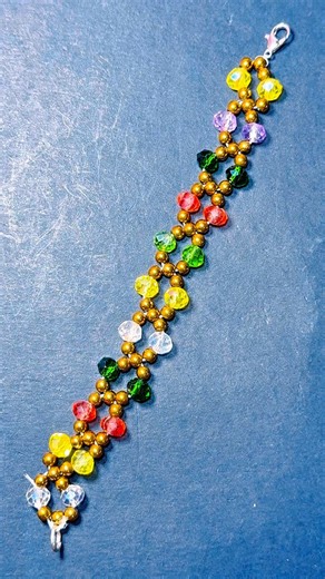 Very Easy Bracelet with Colorful beads tutorial 💙💛🩷 #diy #jewelrytutorial