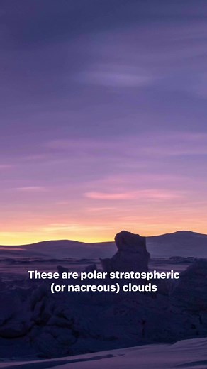 Nacreous clouds (also known as as polar stratospheric or mother of pearl clouds) in Antarctica | Matty Jordan Antarctica