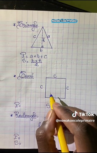 Le périmètre et la surface du triangle, carré et du rectangle. #pourtoiii #educationalvideo #math #formule