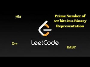 Prime Number of set bits in a Binary Representation| Leetcode | 762