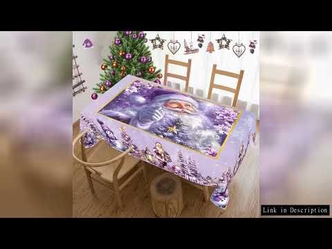 Purple Christmas Tablecloth Santa Claus Table Cover Christmas Party Table Decorations for Home Kitch