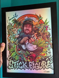 11K views · 953 reactions | Framed Ghost Rider Metallic Shimmer Poster Print - Signed & Numbered. -Metallic shimmer & raised poster print -9" x 12" -Already framed for easy display -Signed and numbered by Scott Woodruff - 200 available -Art by Juan Manuel https://stickfigure.bandcamp.com/merch | Stick Figure | Facebook