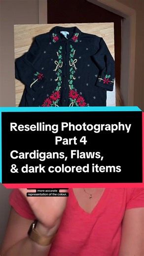 Part 4 of my reselling photography series! Cardigans, flaws, and dark colored items. Hope this helps! If you have a different opinion, please feel free to drop it below! #resellingforbeginners #resellercommunity #poshmarkforbeginners #ebayforbeginners