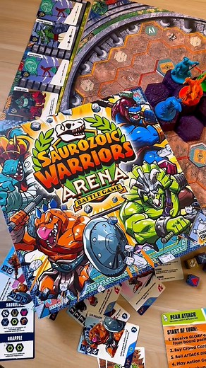 Saurozoic Warriors Arena Is pure madness on the table!! Roll dice to power your abilities and gain glory to get the crowd on your side. BUT BEWARE, the volcano will absolutely put you in your place! . . This overview brought to you by the lovely folks who make this game @bossfightstudio Go support their KS! . . #boardgames #games #gaming #gamenight #fun | Danielle Standring