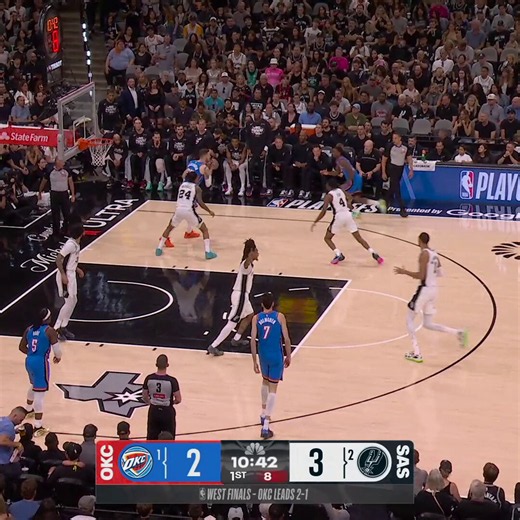 Wemby gets his first block of Game 4 🚫OKC/SAS is LIVE in Q1 on NBC & Peacock!