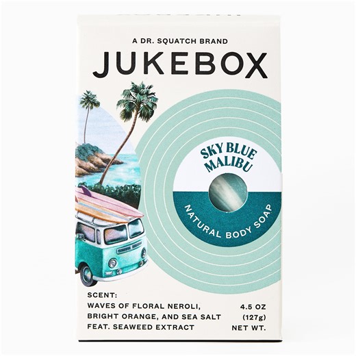 Jukebox Sky Blue Malibu Natural Bar Soap for Women Bathroom and Bath Soap, 4.5 oz